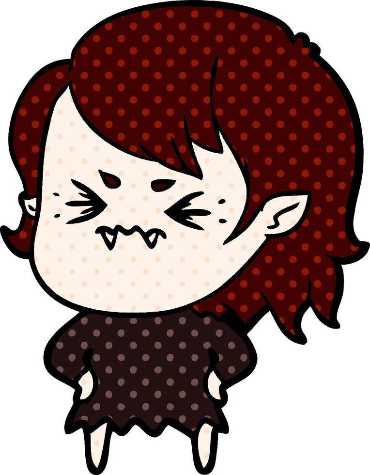 garota vampira irritada dos desenhos animados vetor