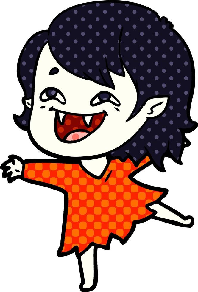 garota vampira rindo dos desenhos animados vetor