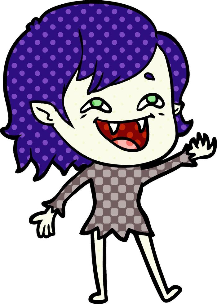 garota vampira rindo dos desenhos animados vetor