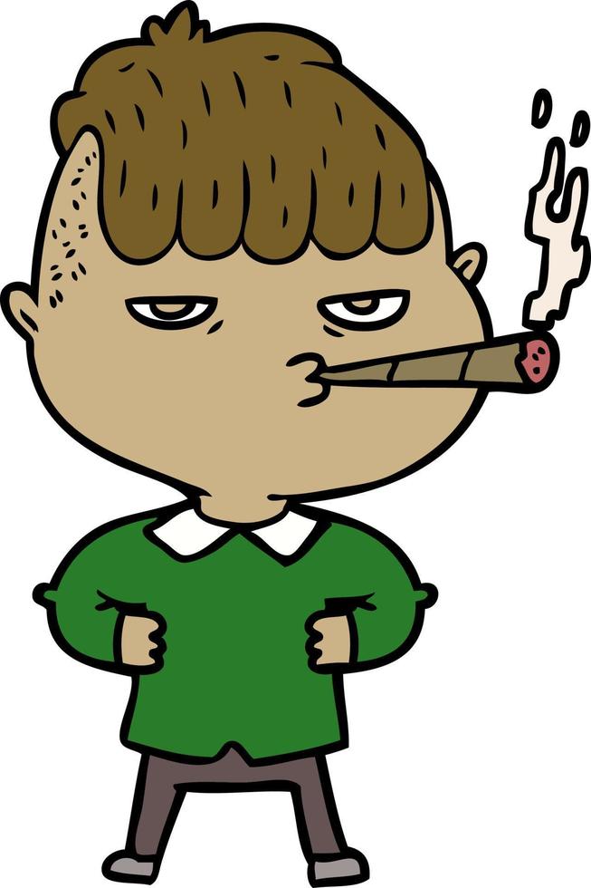 homem de desenho animado fumando vetor