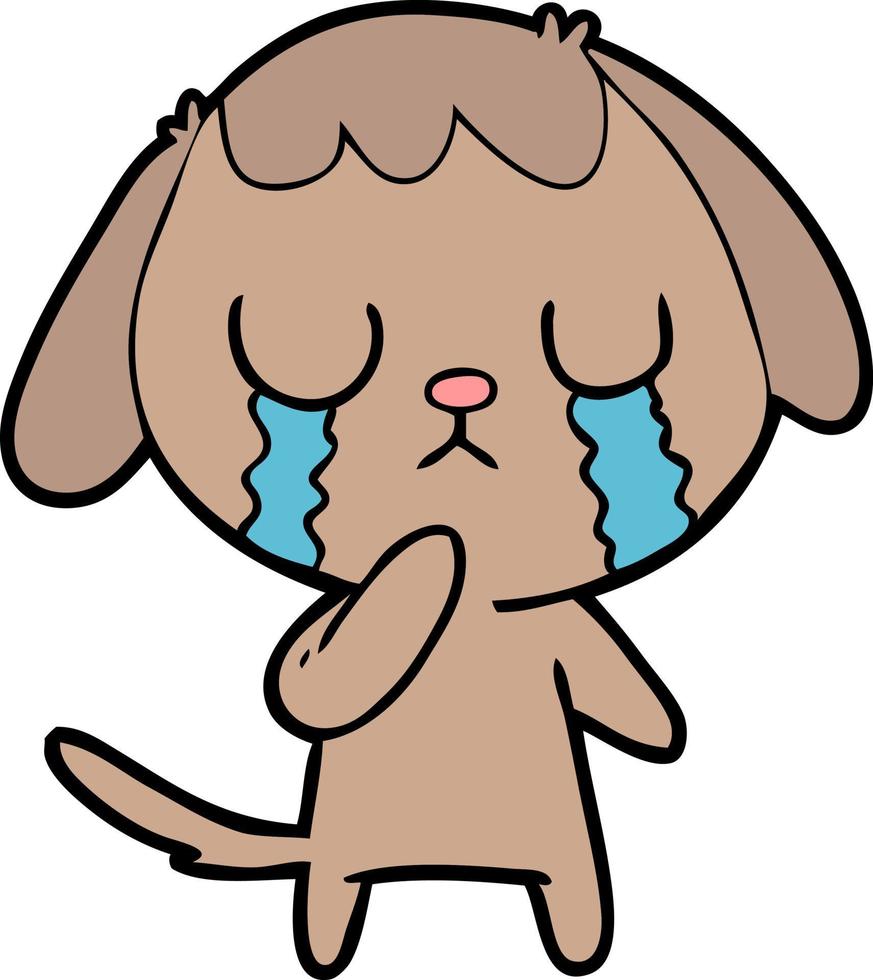 cachorro bonito dos desenhos animados chorando vetor