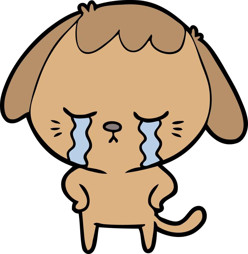 desenho de cachorro fofo chorando vetor
