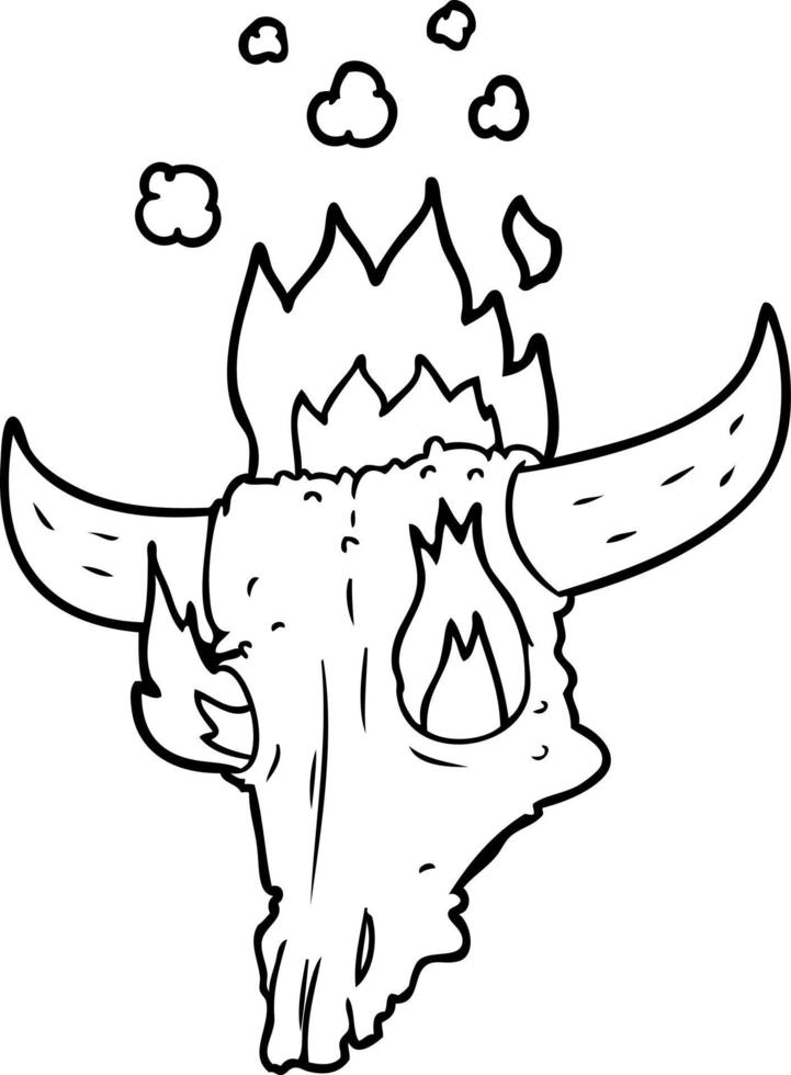 desenhos animados de crânio de animais em chamas assustadores vetor