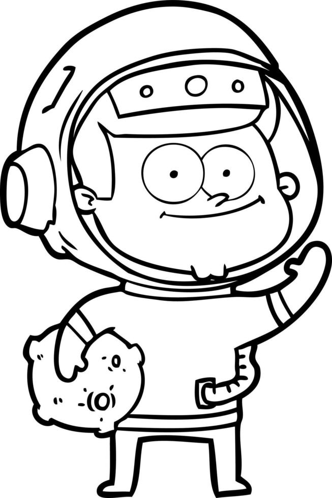 desenho animado de astronauta feliz vetor