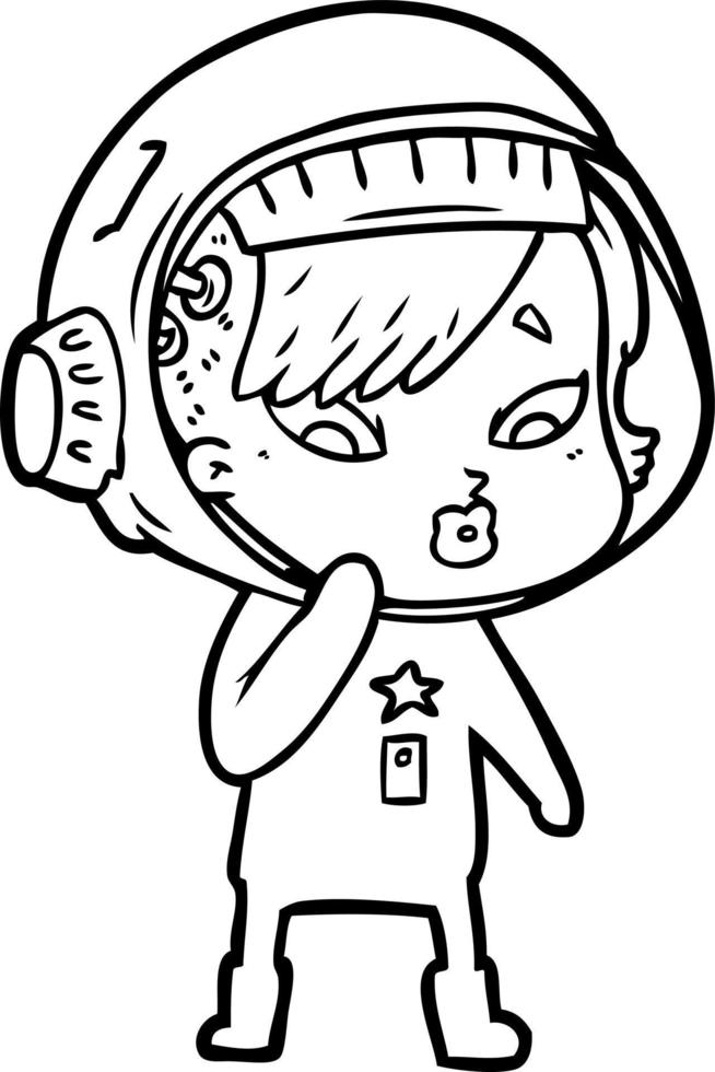 mulher astronauta dos desenhos animados vetor