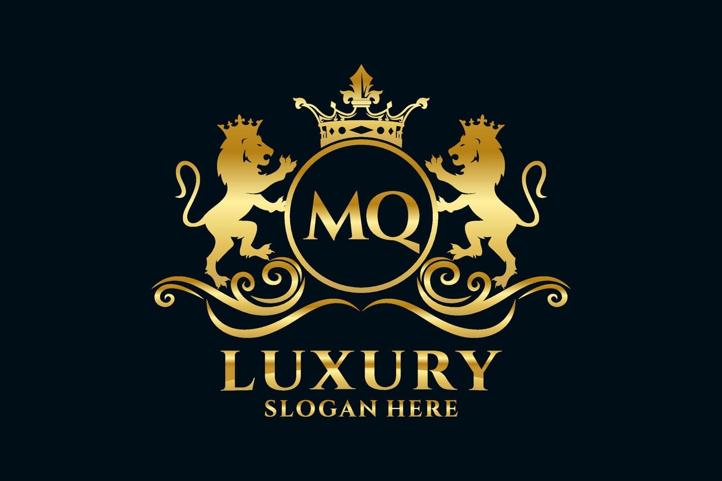 modelo de logotipo de luxo real de leão de letra mq inicial em arte vetorial para projetos de marca luxuosos e outras ilustrações vetoriais. vetor