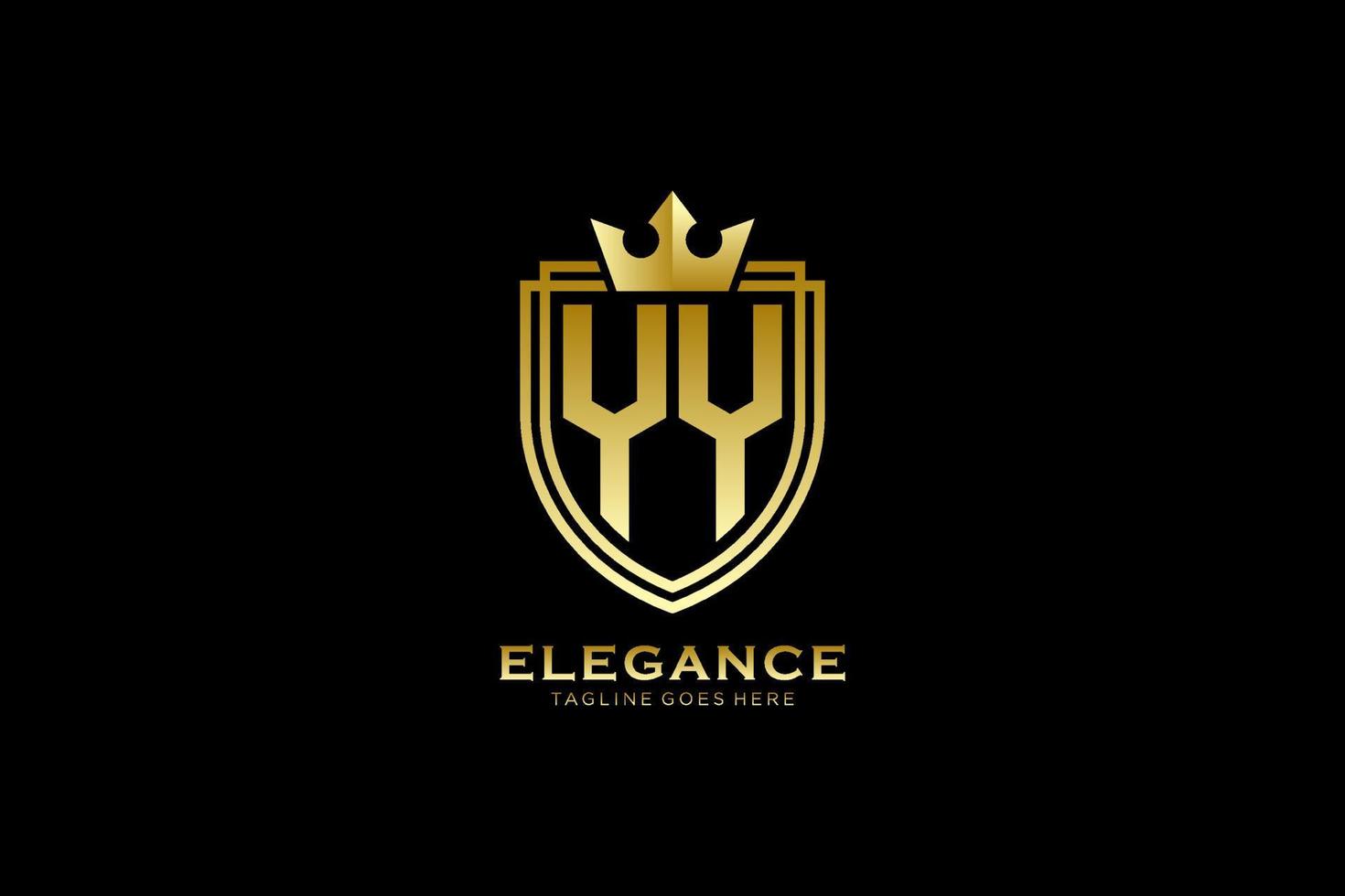 inicial yy logotipo de monograma de luxo elegante ou modelo de crachá com pergaminhos e coroa real - perfeito para projetos de marca luxuosos vetor