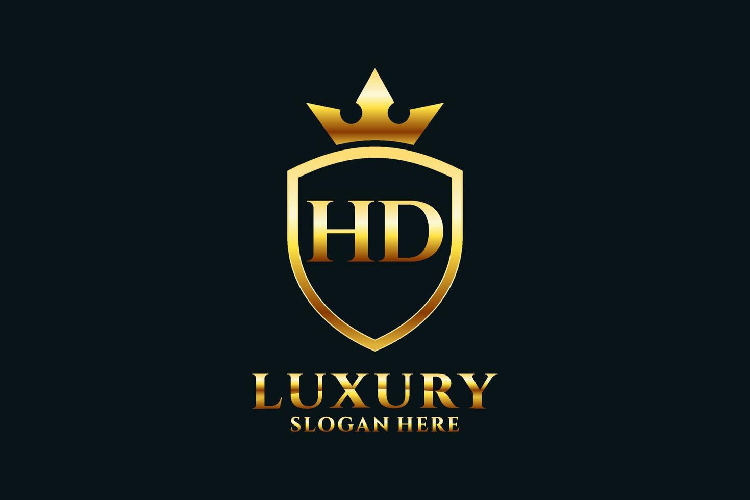 logotipo de monograma de luxo elegante hd inicial ou modelo de crachá com pergaminhos e coroa real - perfeito para projetos de marca luxuosos vetor