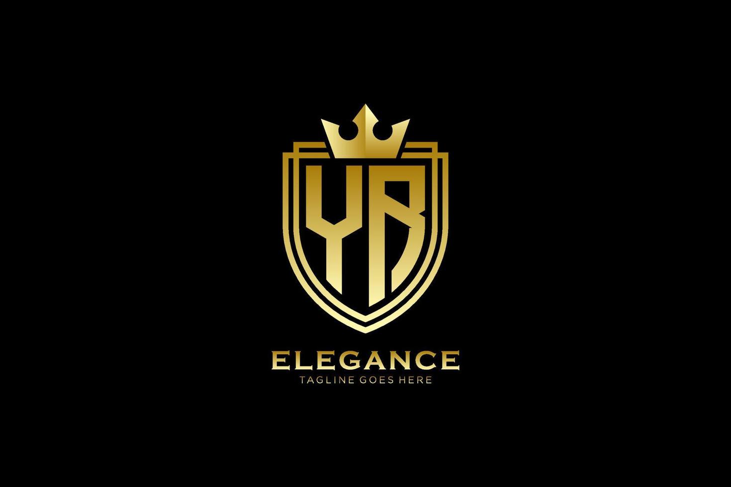 logotipo de monograma de luxo elegante do ano inicial ou modelo de crachá com pergaminhos e coroa real - perfeito para projetos de marca luxuosos vetor