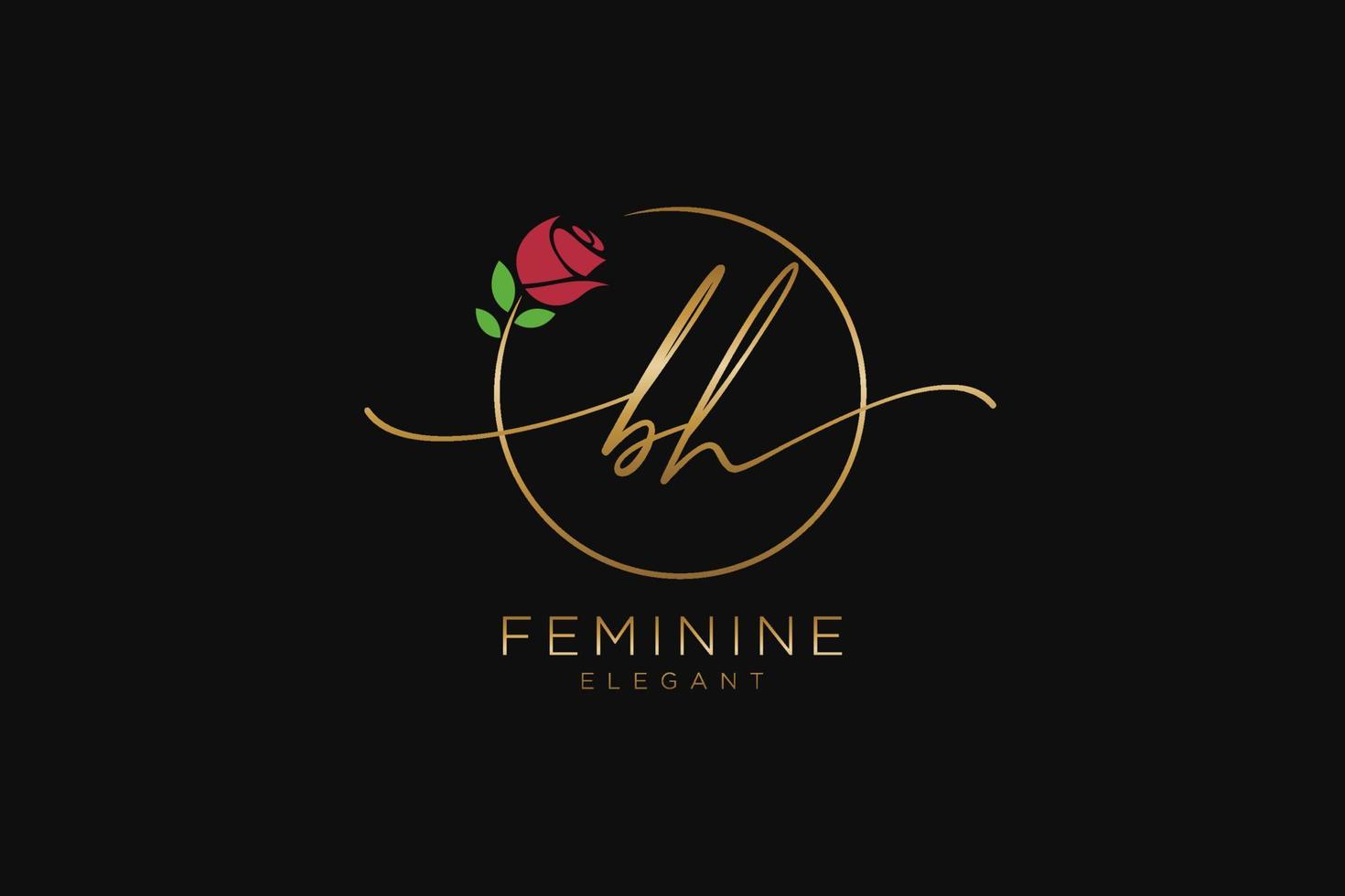 monograma de beleza do logotipo feminino inicial bh e design de logotipo elegante, logotipo de caligrafia da assinatura inicial, casamento, moda, floral e botânico com modelo criativo. vetor