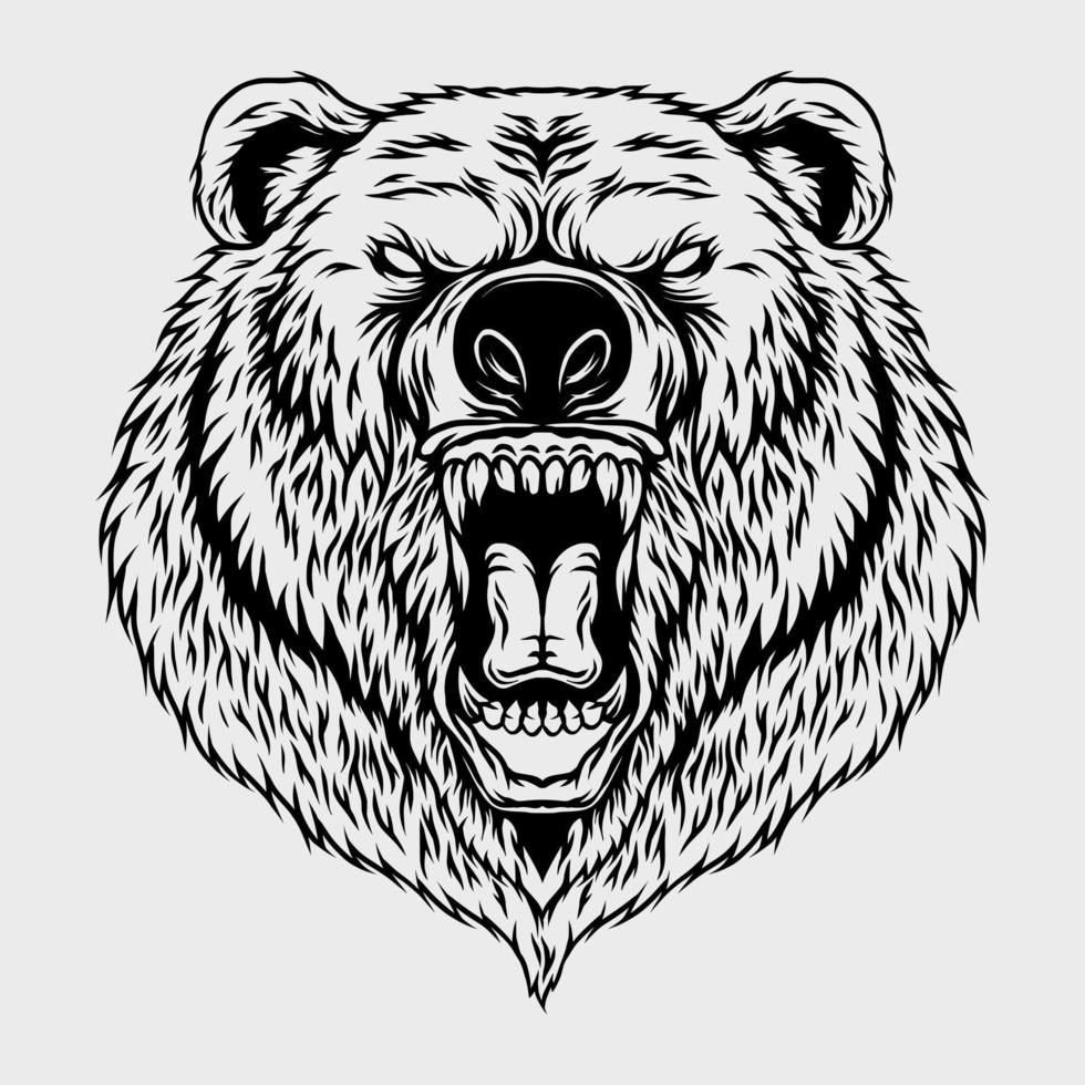 ilustração de cabeça de urso com raiva vetor