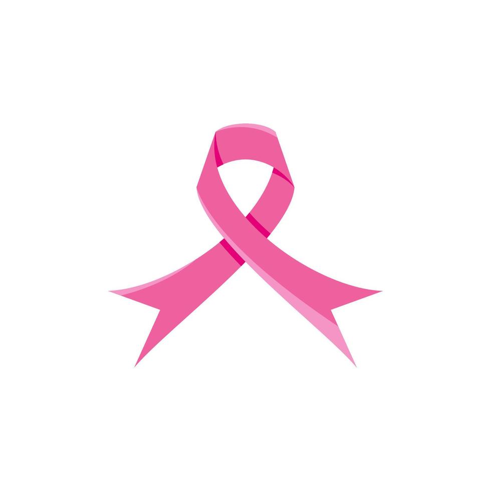 logotipo de câncer de mama feminino com fita rosa vetor