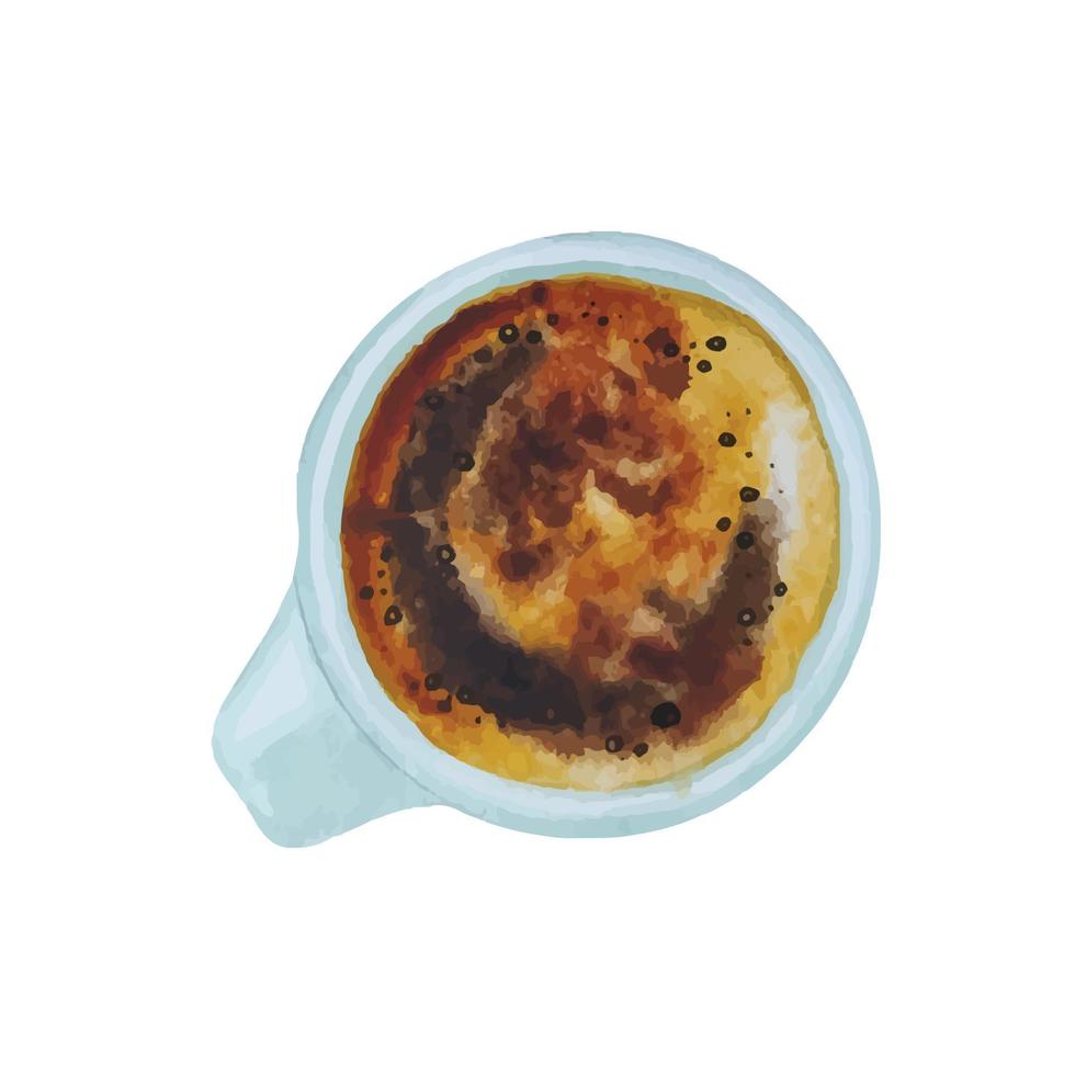 xícara de café em aquarela, café com leite, capuccino, café expresso vetor