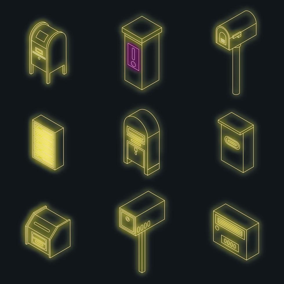 conjunto de ícones de caixa de correio neon vector