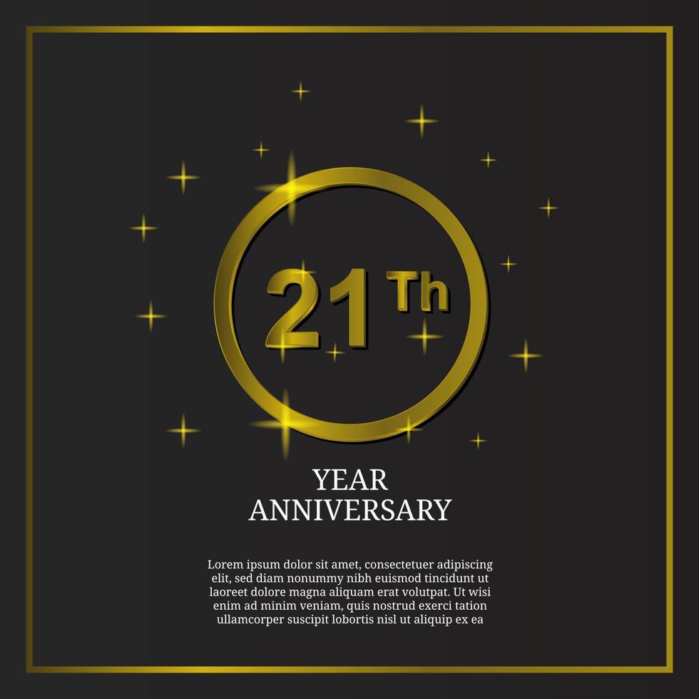 Logotipo do tipo de ícone de celebração do 21º aniversário na cor ouro de luxo vetor