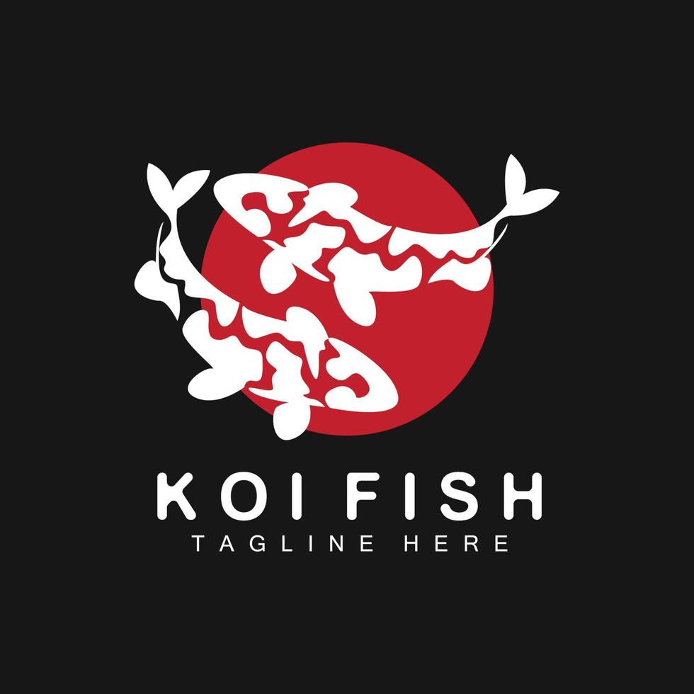 design de logotipo de peixe koi, vetor de peixe ornamental chinês de sorte e triunfo, ícone de peixe dourado da marca da empresa