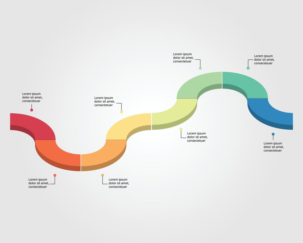 modelo de gráfico de linha do tempo para infográfico para apresentação de 8 elementos vetor