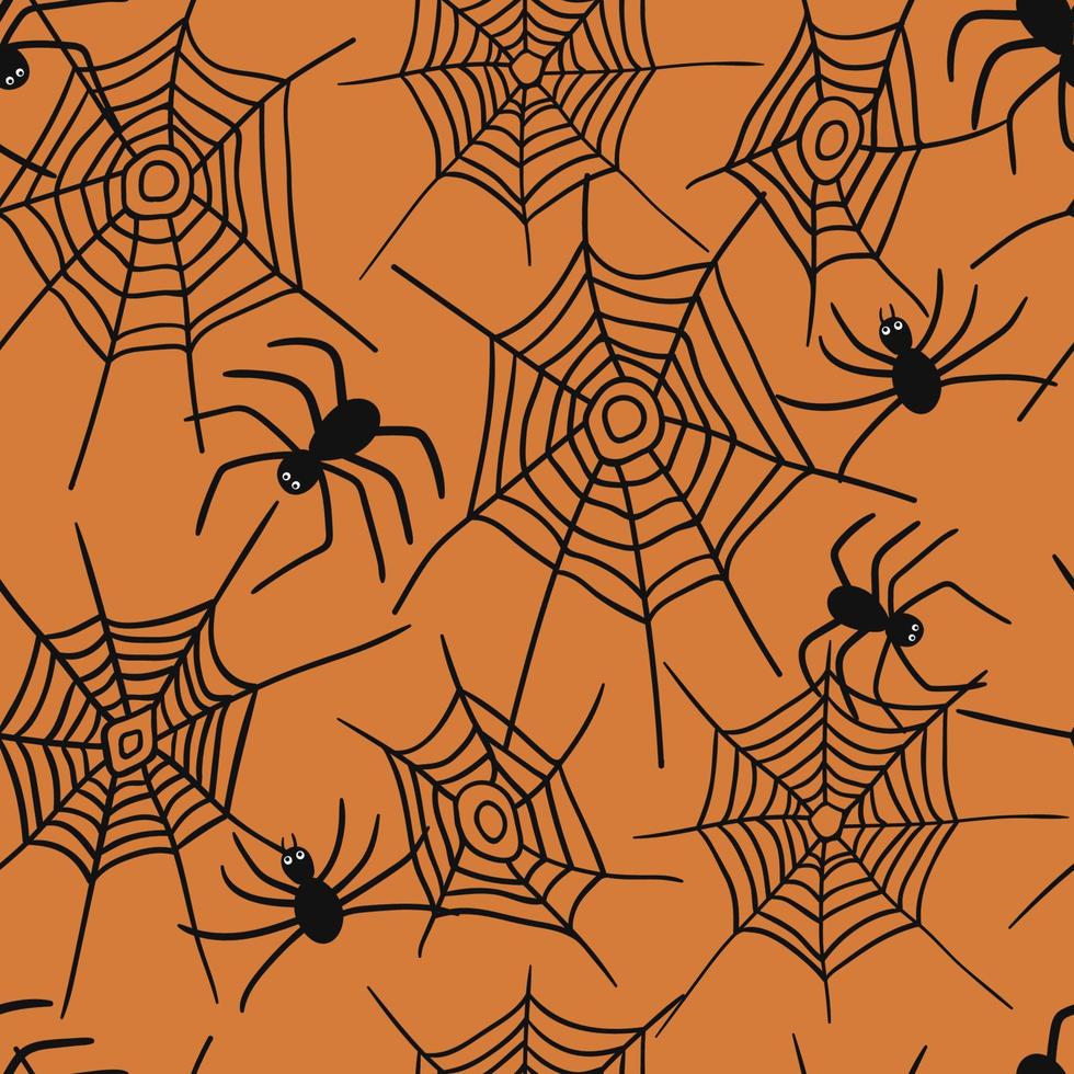 padrão sem emenda de aranha e teia de aranha. fundo de halloween vetor