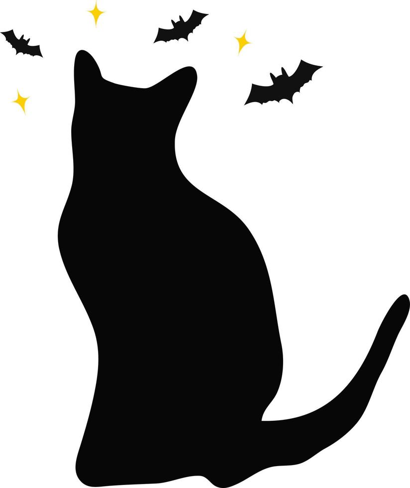 silhueta de gato preto sobre fundo branco. ilustração em vetor ícone. logotipo, impressão, halloween.