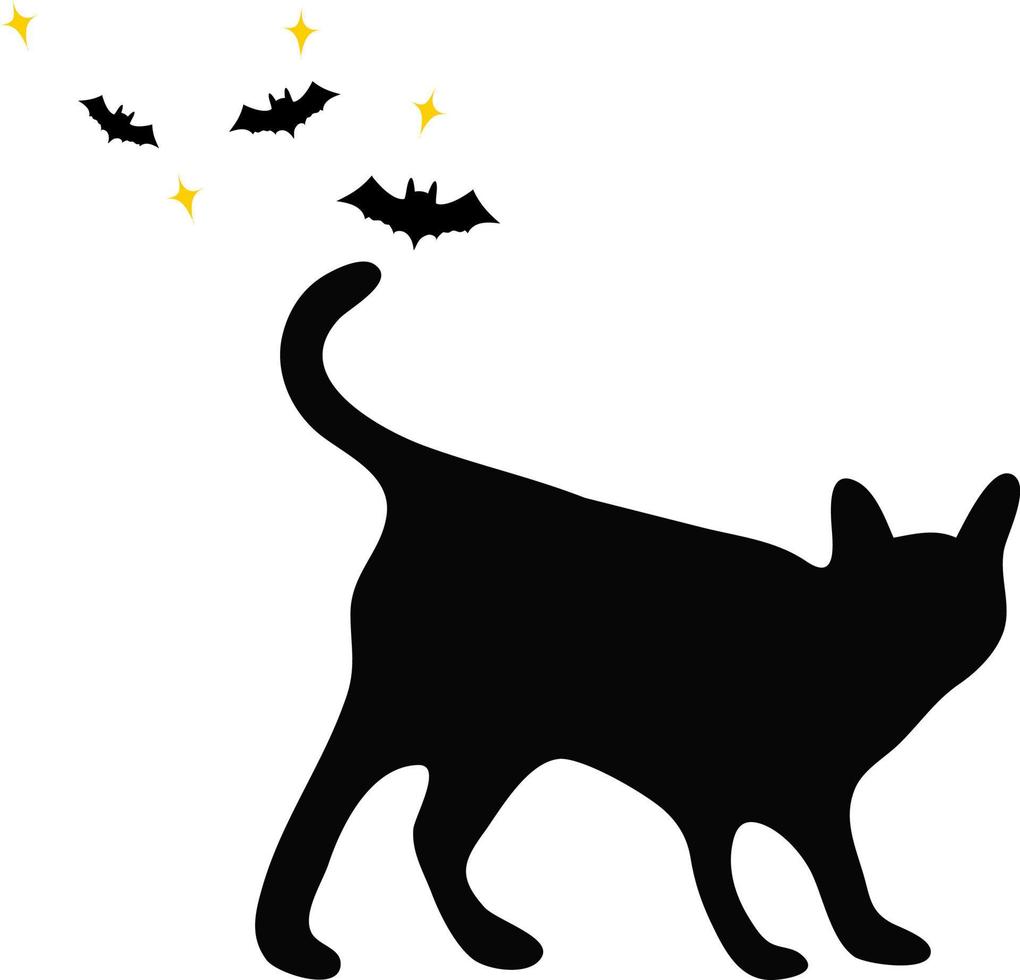 silhueta de gato preto sobre fundo branco. ilustração em vetor ícone. logotipo, impressão, halloween.