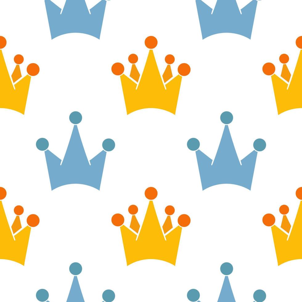 ilustração de símbolo de coroa de rei e rainha sem costura padrão vetor