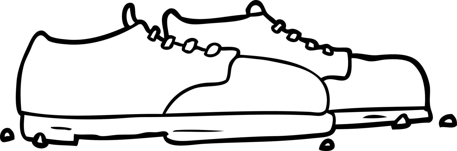 desenho de linha de sapatos velhos vetor