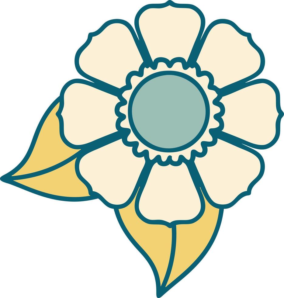 ícone de estilo de tatuagem de uma flor vetor