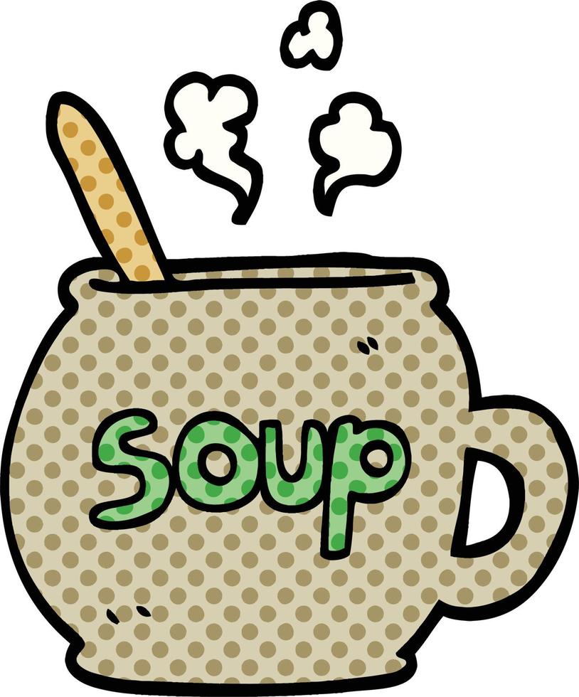 xícara de sopa de desenho animado estilo quadrinhos vetor
