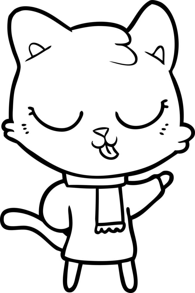 gato de desenho de linha de desenho animado vetor