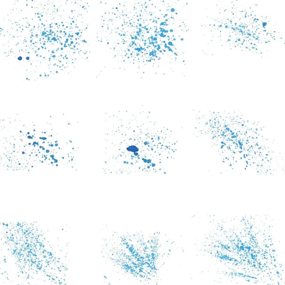 definir salpicos de aquarela azuis sobre fundo branco vetor