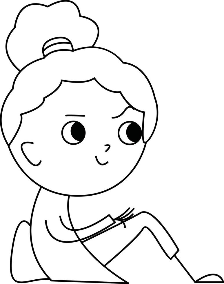 ilustração fofa de uma garota sentada relaxada encostada em um travesseiro vetor