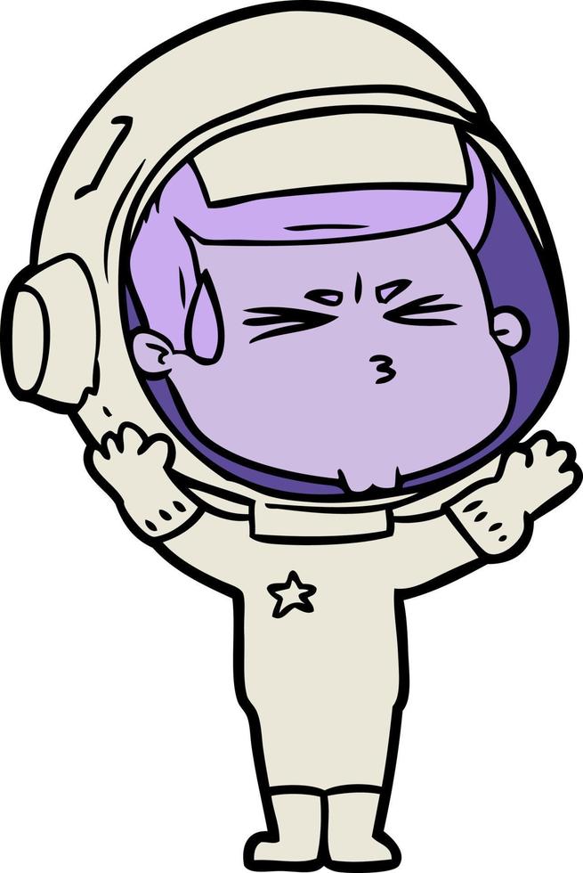 astronauta estressado dos desenhos animados vetor