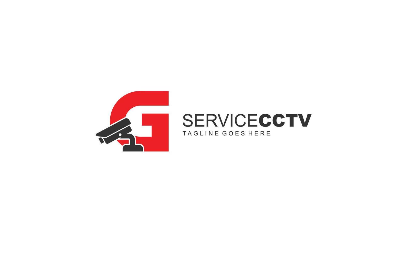 g logotipo cctv para identidade. ilustração vetorial de modelo de segurança para sua marca. vetor