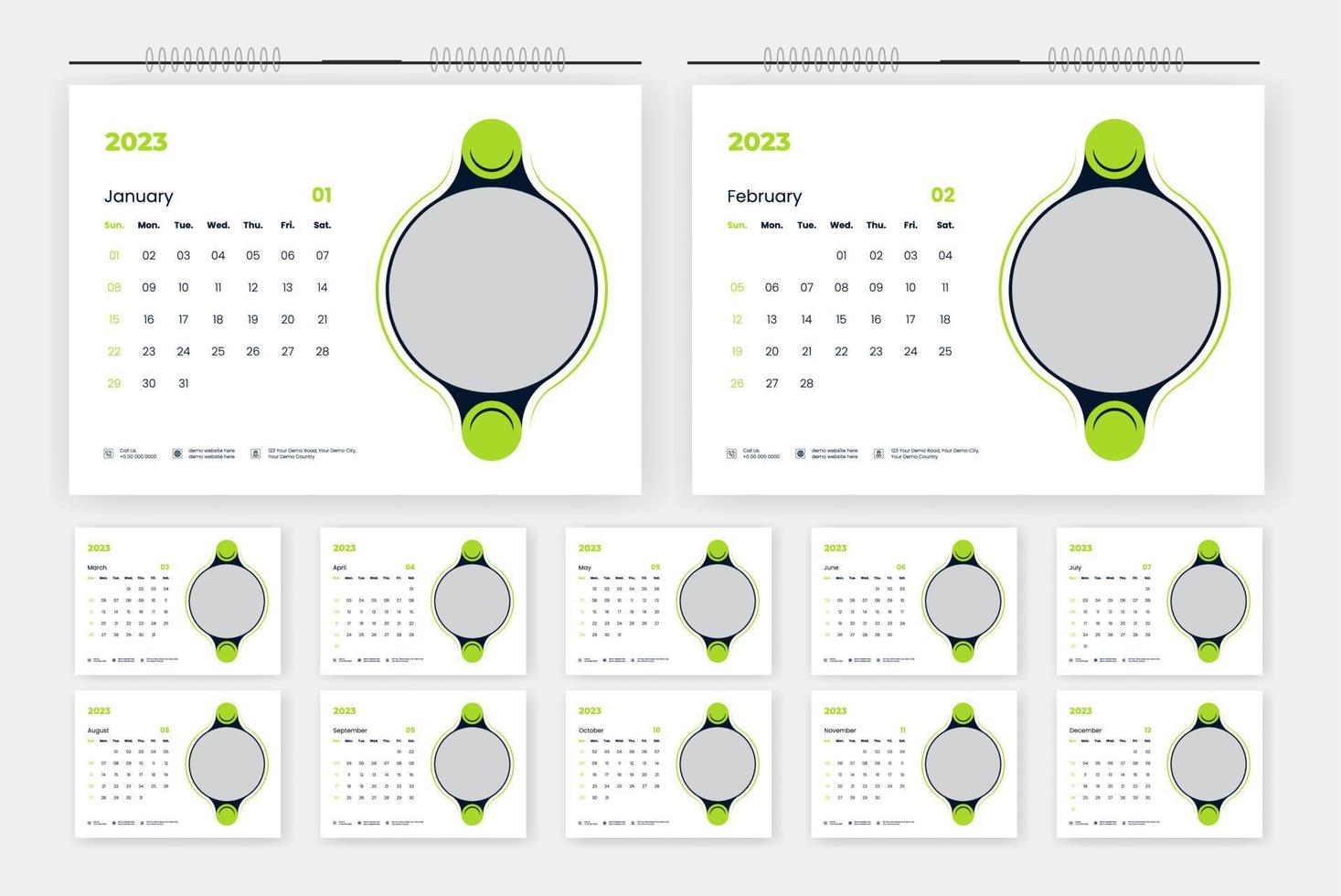 modelo de design de calendário de mesa 2023 vetor