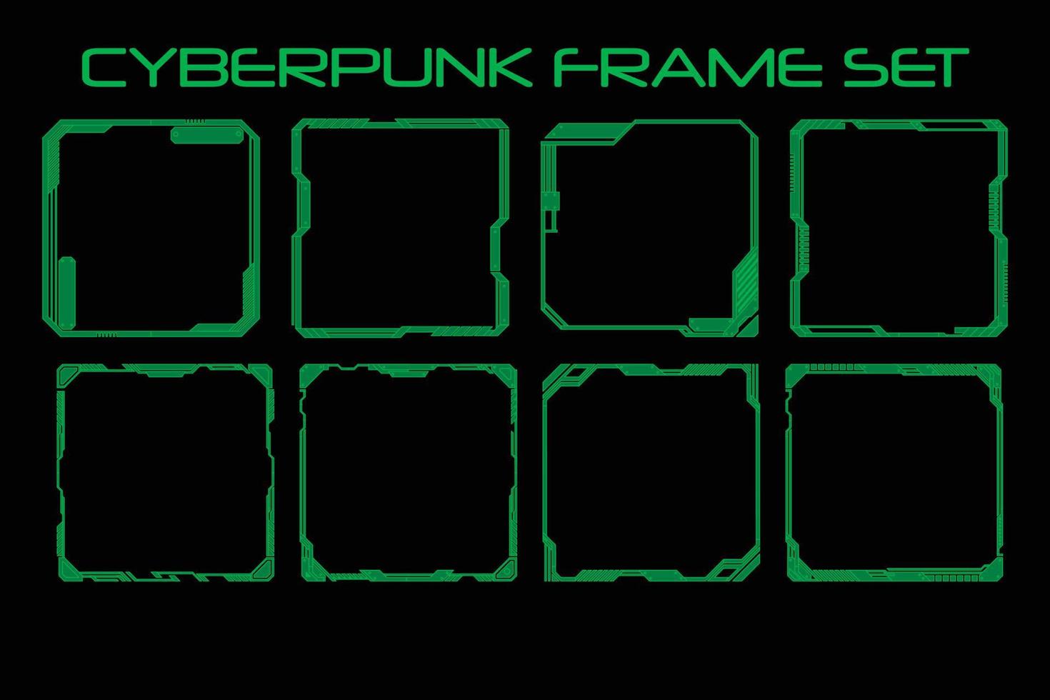 conjunto de quadro quadrado cyber punk vetor