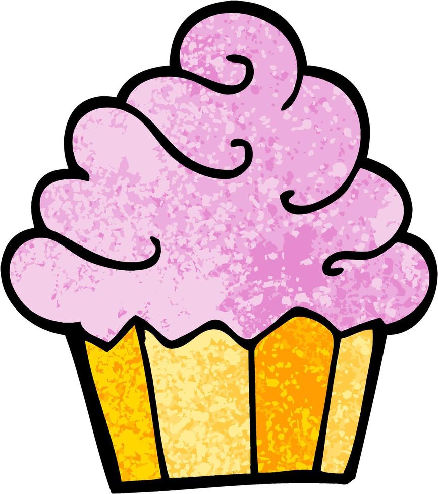 cupcake de desenho de ilustração texturizada grunge vetor