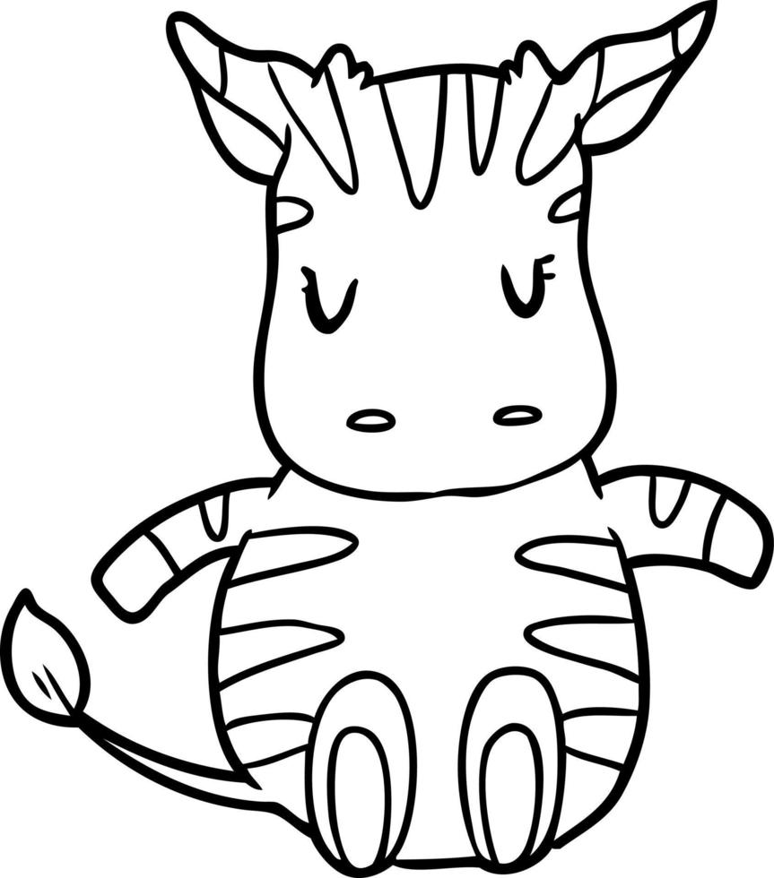 desenho de linha bonito de uma zebra vetor