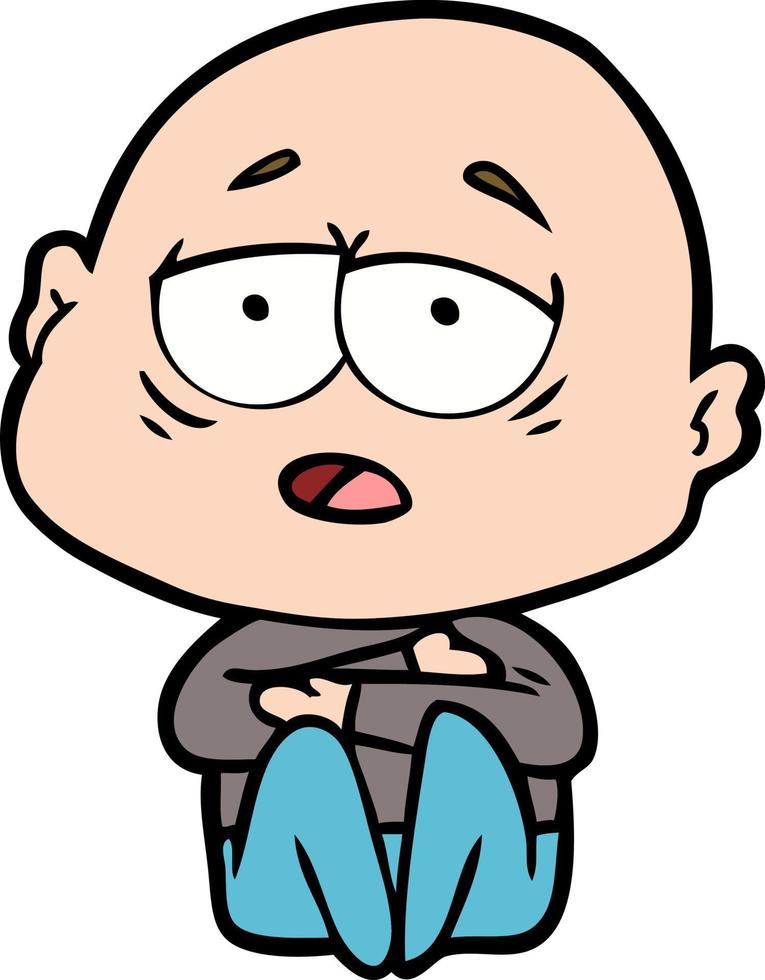 homem careca cansado dos desenhos animados vetor