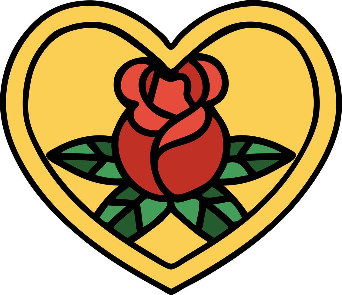 tatuagem tradicional de um coração e flores vetor