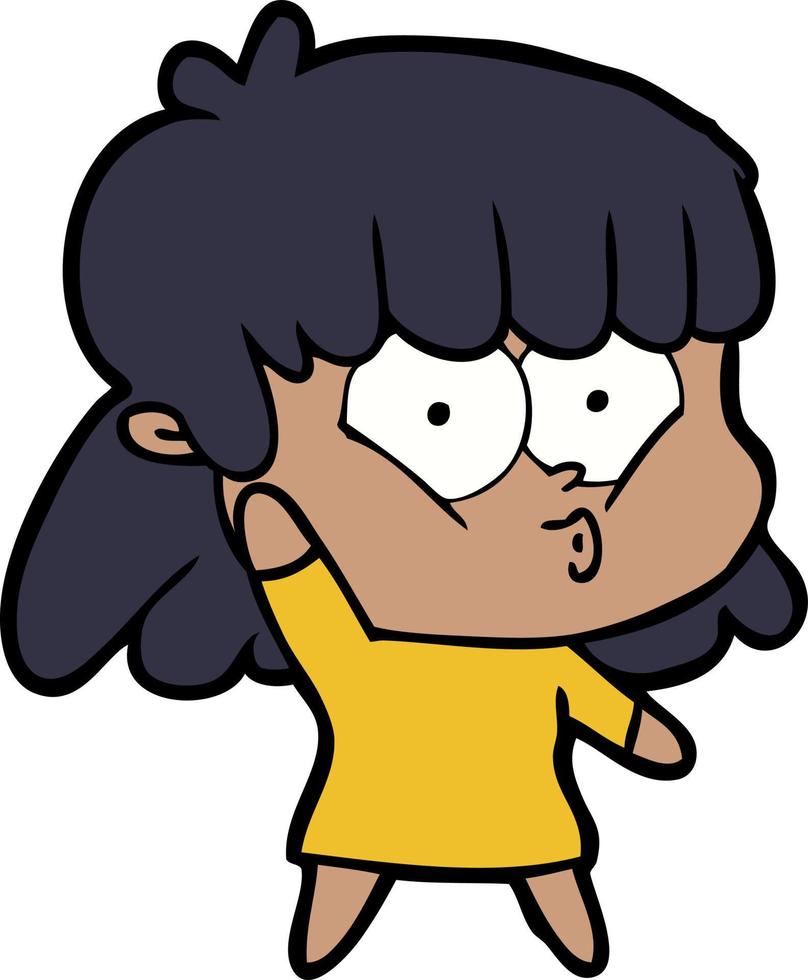 garota assobiando dos desenhos animados vetor