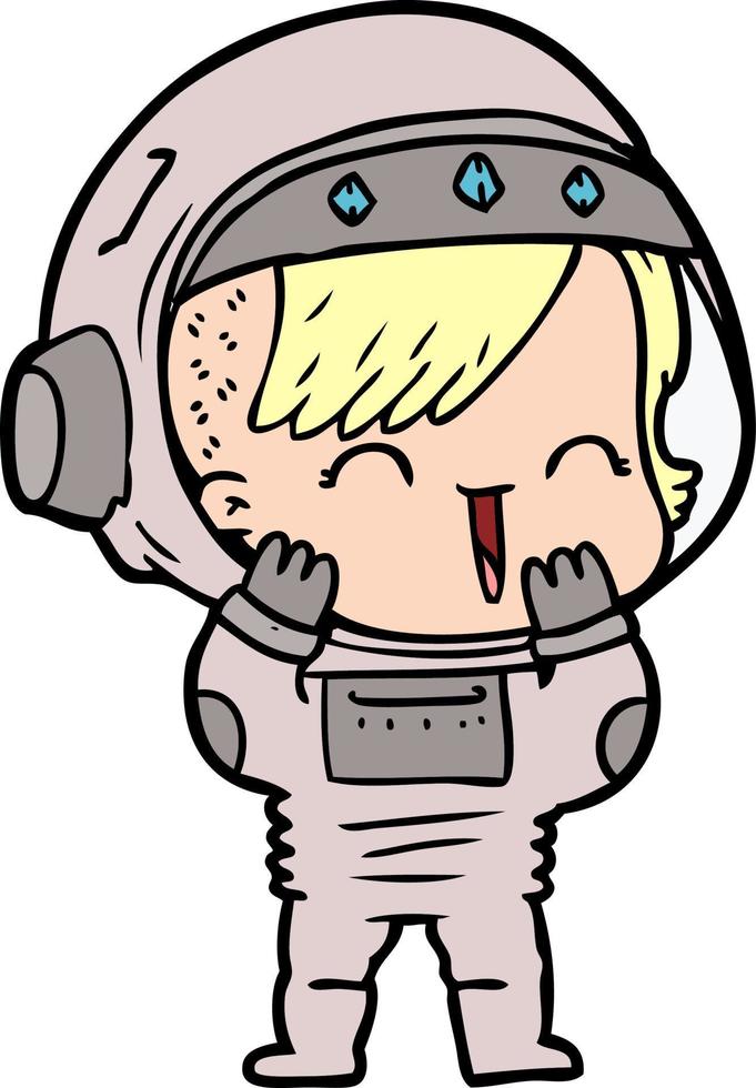 garota astronauta rindo dos desenhos animados vetor