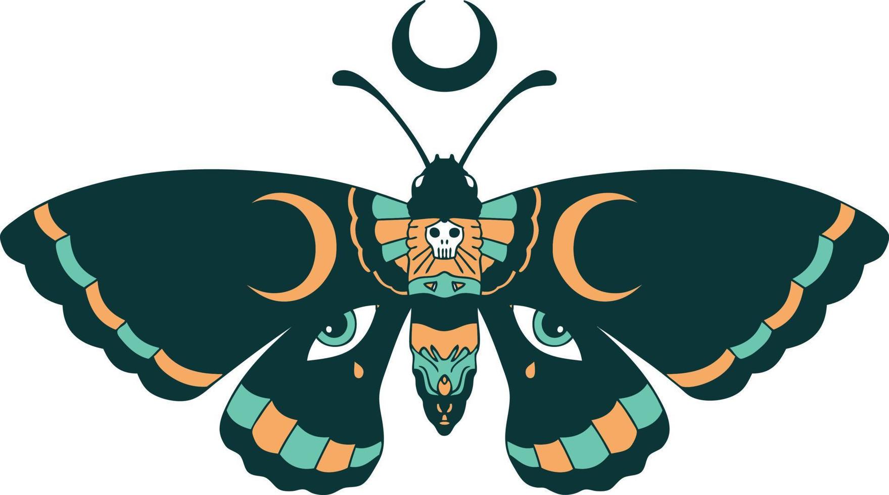 imagem de estilo de tatuagem icônica de uma mariposa vetor