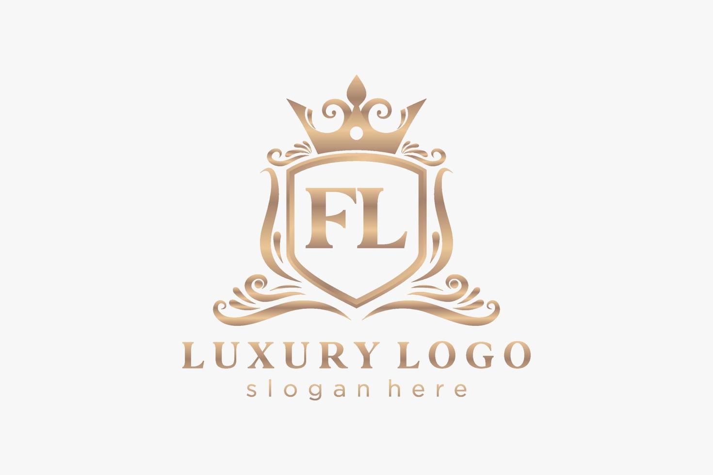 modelo de logotipo de luxo real carta inicial fl em arte vetorial para restaurante, realeza, boutique, café, hotel, heráldica, joias, moda e outras ilustrações vetoriais. vetor