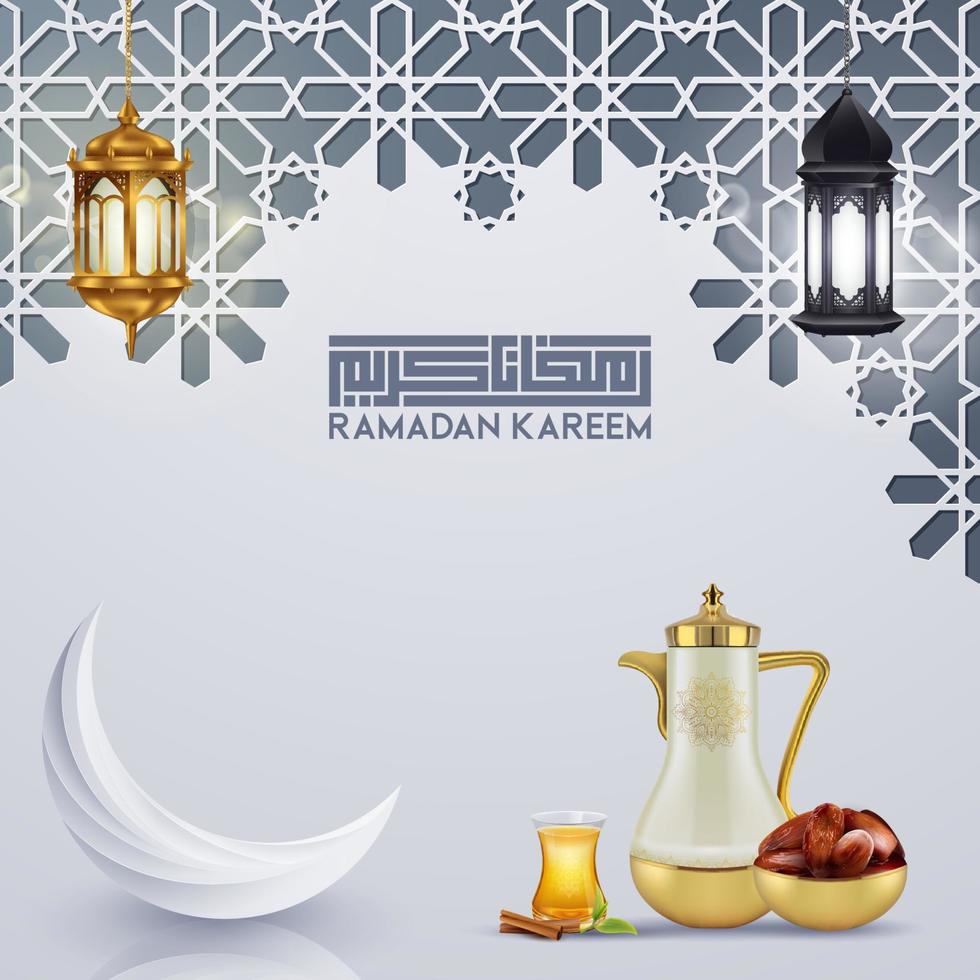 modelo de cartão de saudação ramadan kareem islâmico com padrão geométrico. ilustração vetorial vetor
