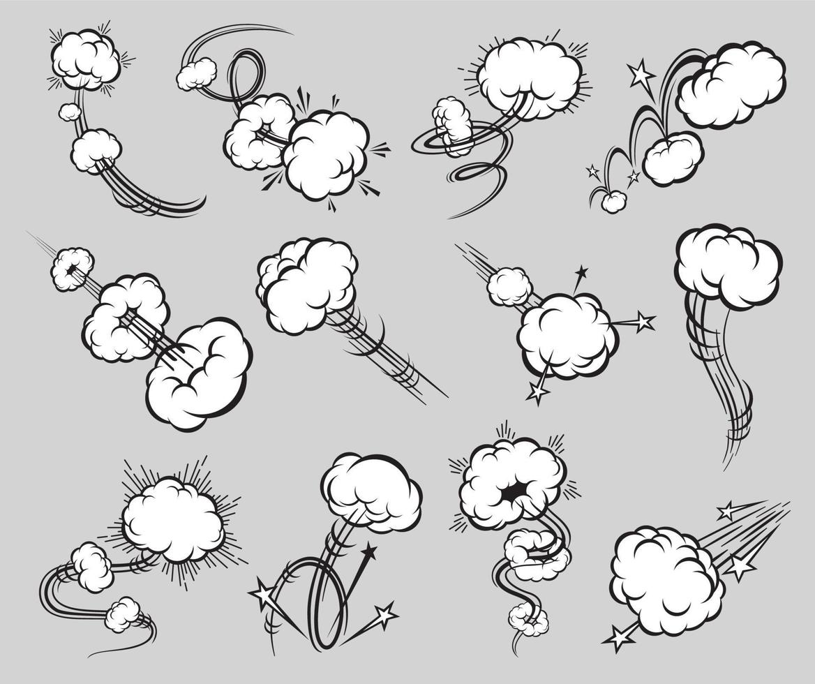 efeito de movimento de velocidade em quadrinhos, nuvens de sopro de trilha de velocidade vetor