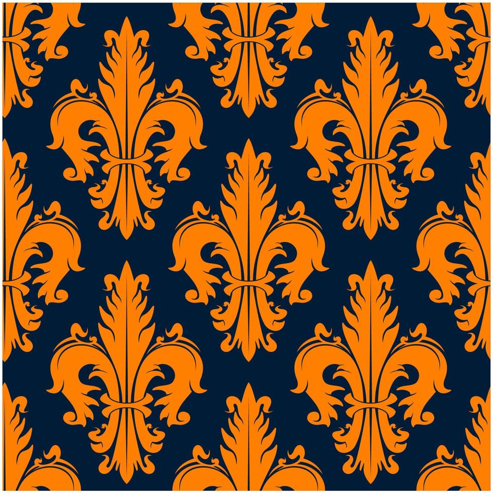 padrão sem costura de flor de lis decorativa laranja vetor