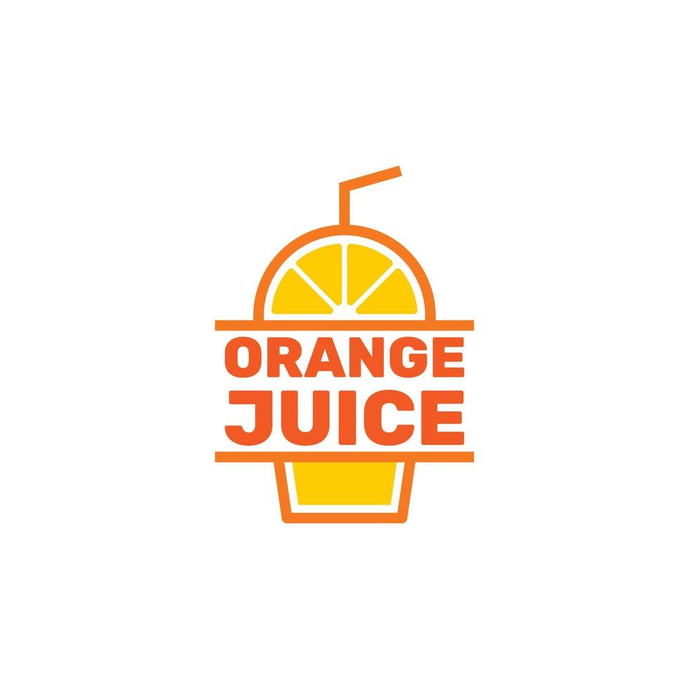 vetor de design de modelo de logotipo de suco de laranja fresco. ilustração simples de um copo de plástico com um canudo. logotipo da empresa para suco de limão, frutas cítricas espremidas, smoothies ou limonada.