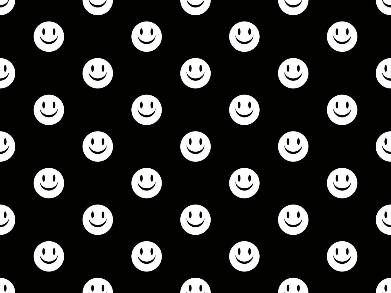 padrão perfeito de personagem de desenho animado emoji em fundo preto vetor