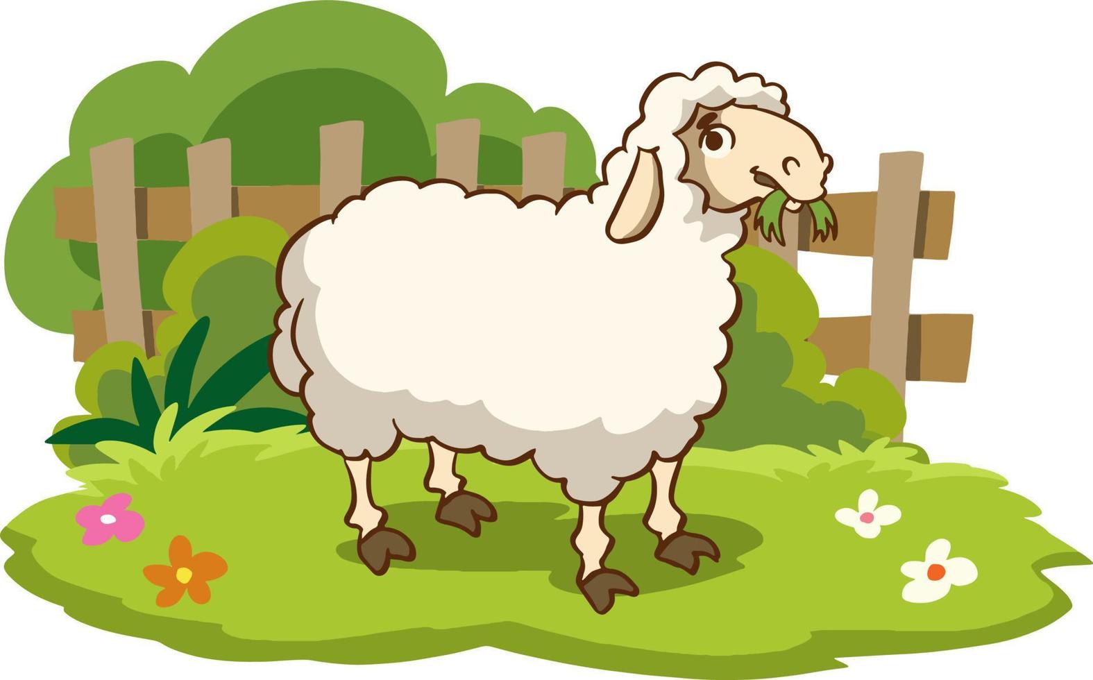 ilustração em vetor de animais de fazenda de ovelhas bonito dos desenhos animados