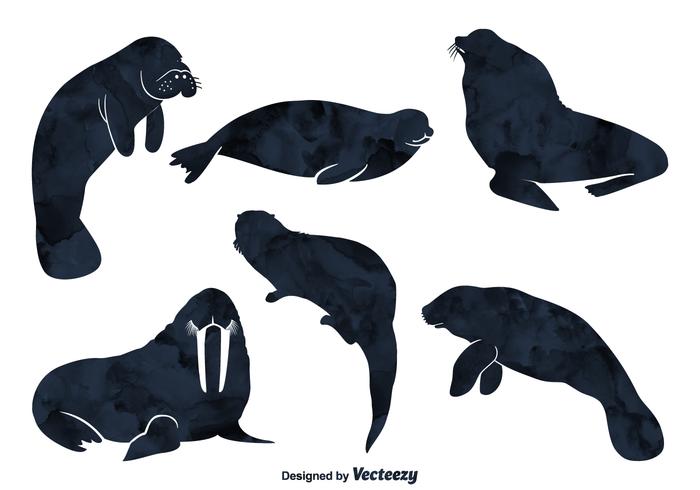 Silhuetas de vetores de animais do mar